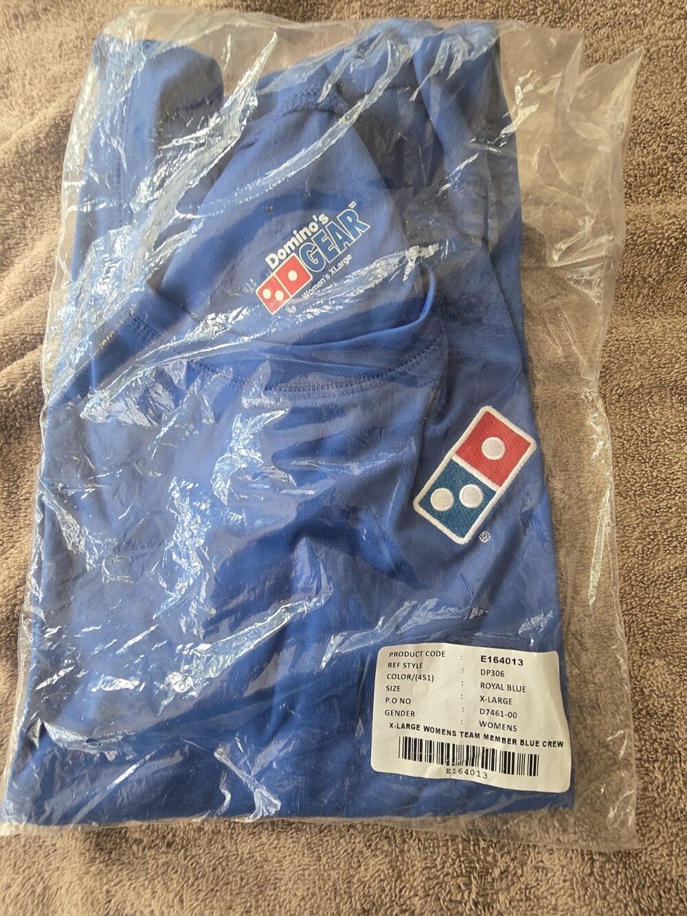 Domino's Pizza Gear Shirt Women's XL Blue Crew Shirt New